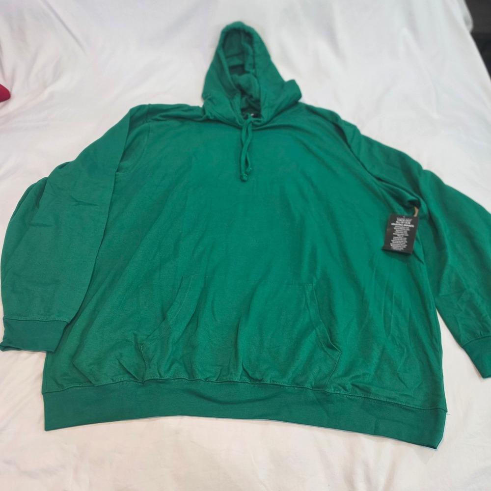 KingSize Hoodie Mens 4XL Tall Green Excellent Pullover Fleece Pocket Sweatshirt